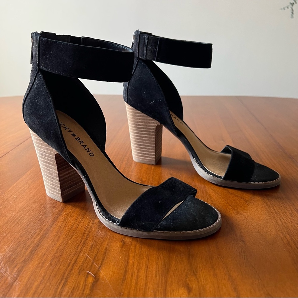 Lucky Brand Black Heeled Sandals Size 8